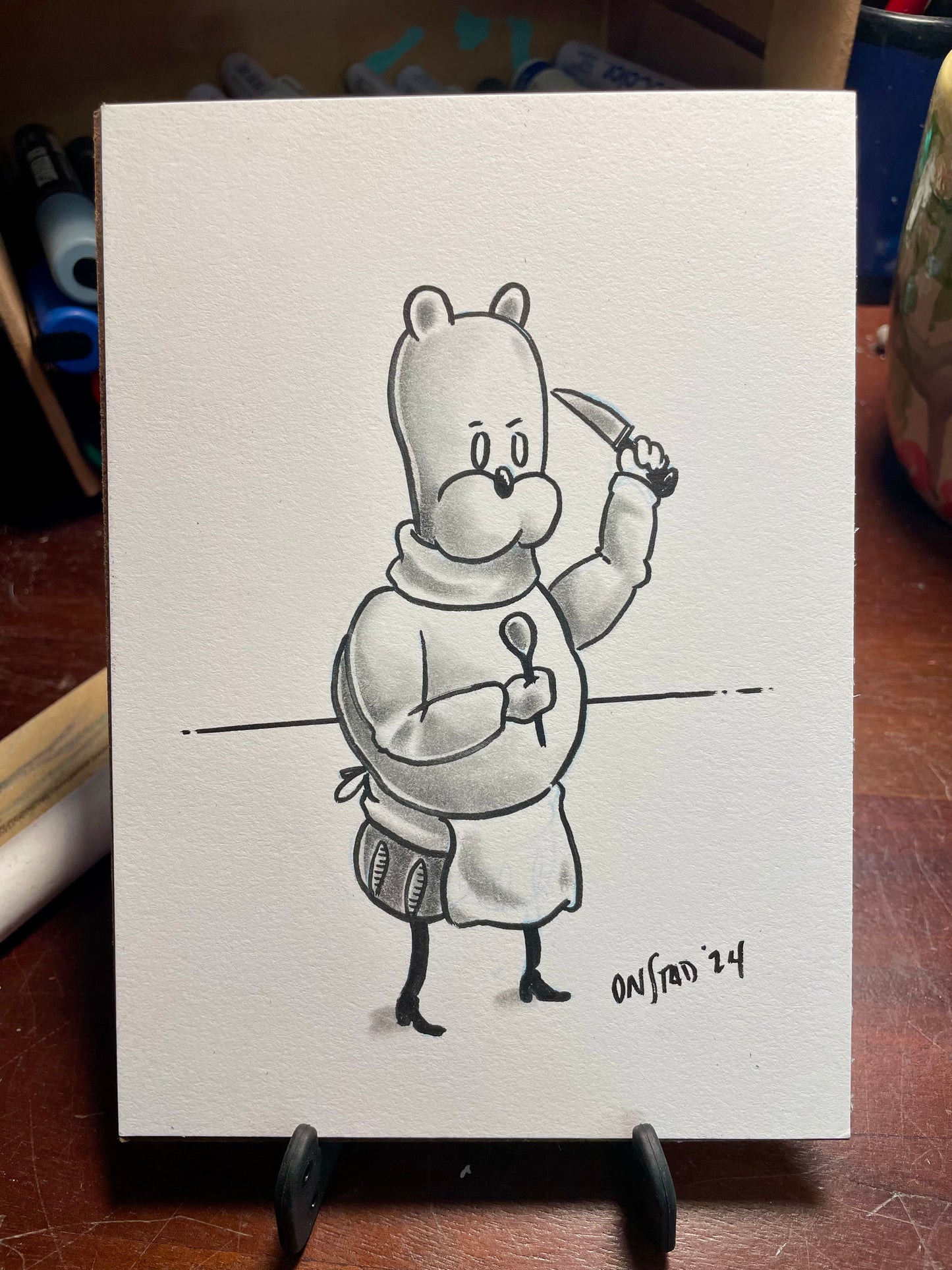 Téodor, Kochmesser und Kochlöffel, 5x7"