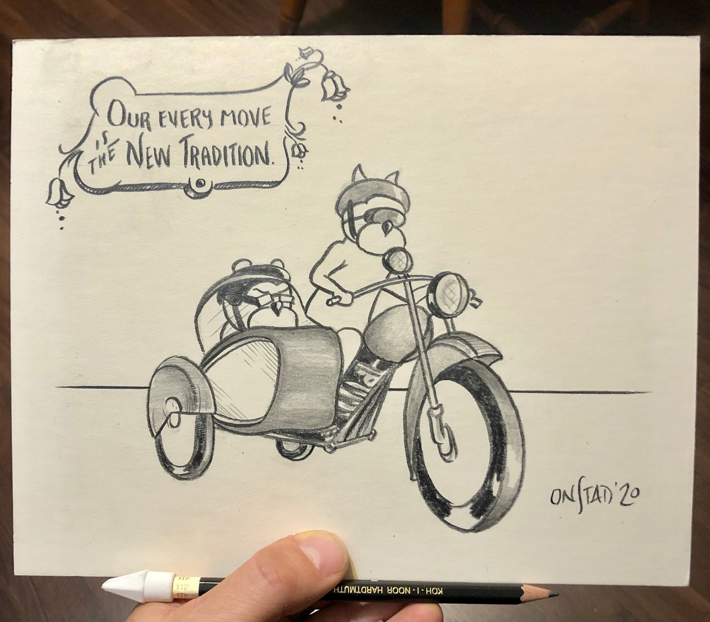 New Tradition, Original 8x10, pencils on matte board, 11/4/2020