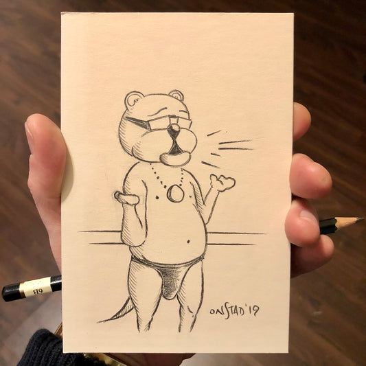 Ray, Hella Bellowing, Original 4x6", pencils on matte board, 12/02/2019