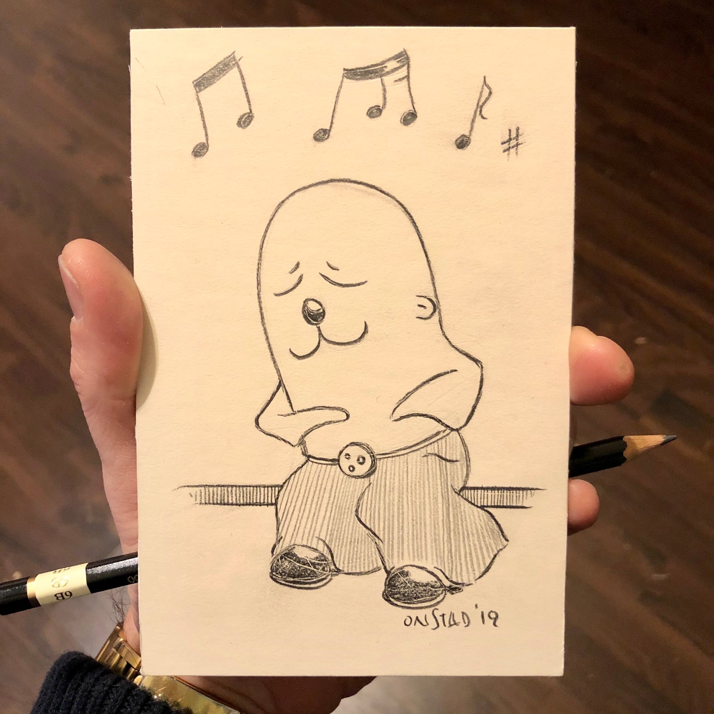 Philippe, Just Another Dance-Dance Boy, Original 4x6", pencils on matte board, 12/02/2019