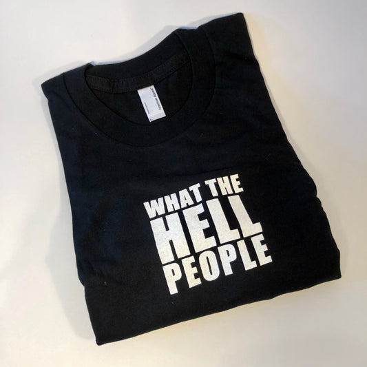 What The Hell People Long Sleeve Tee, Black, Medium, Womens