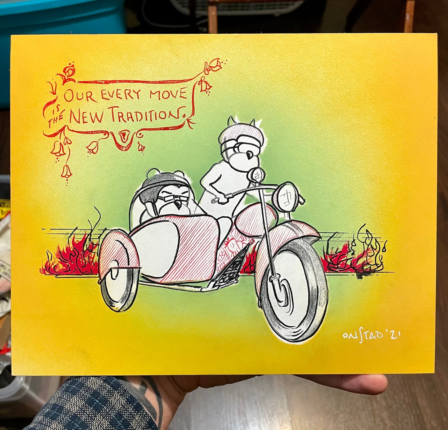 New Tradition,  multimedia ombré, 8x10”