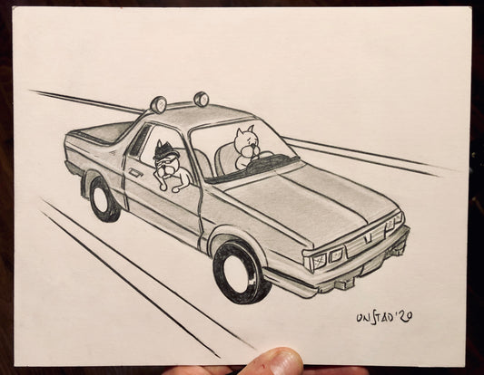 Subaru Brat in Hell, Ray and Beef, 8x10"