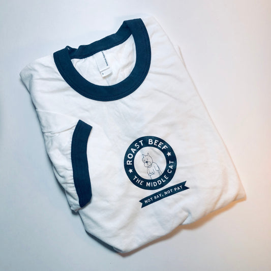 Roast Beef Ringer Tee, White/Navy Small