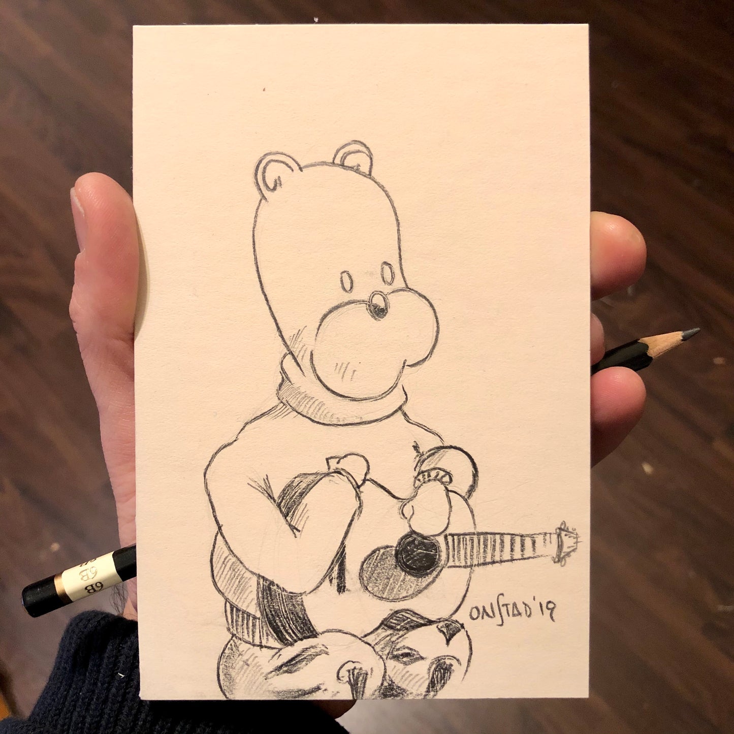Téodor, Six Notes Shy of a Scale, Original 4x6", pencils on matte board, 12/02/2019