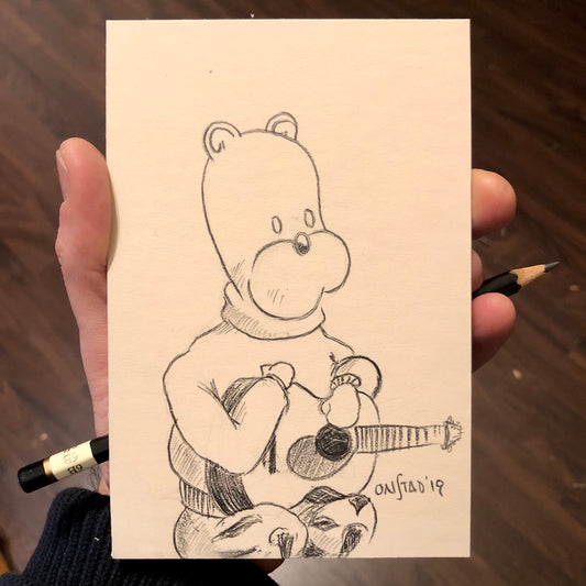 Téodor, Six Notes Shy of a Scale, Original 4x6", pencils on matte board, 12/02/2019